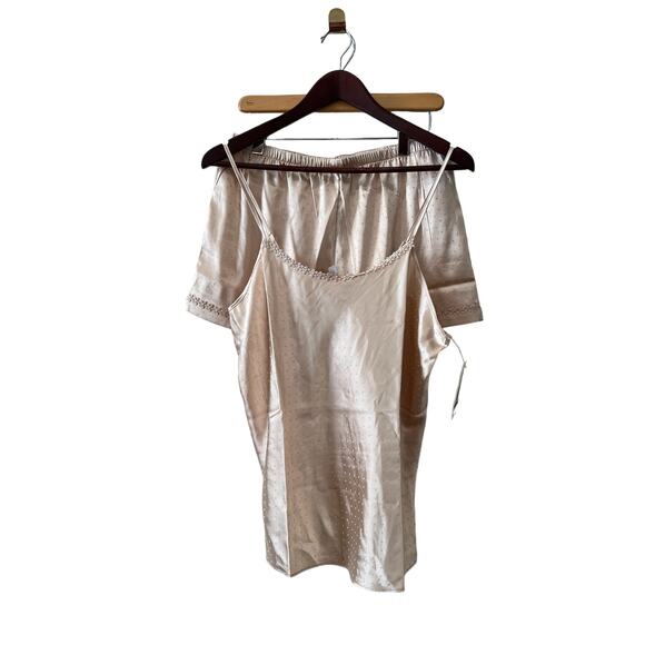 Flora Nikrooz Satin Camisole and Shorts Sleep Set Almond Beige L - Picture 1 of 7